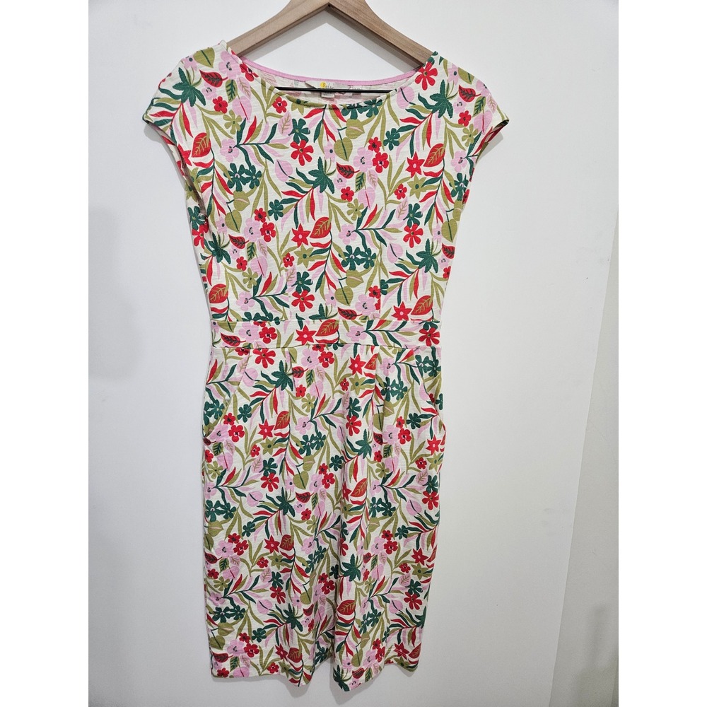 Boden Multi Floral Cotton Jersey Sheath Dress Pockets J0849 Womens 4R